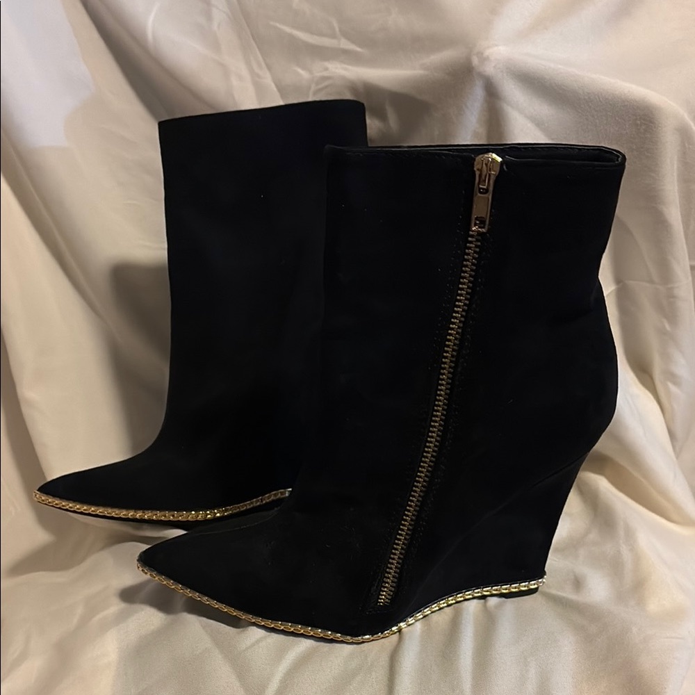 Elegant Black Wedge Ankle Boots